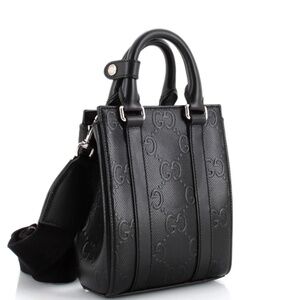 Gucci Mini Tote Bag Black embossed leather